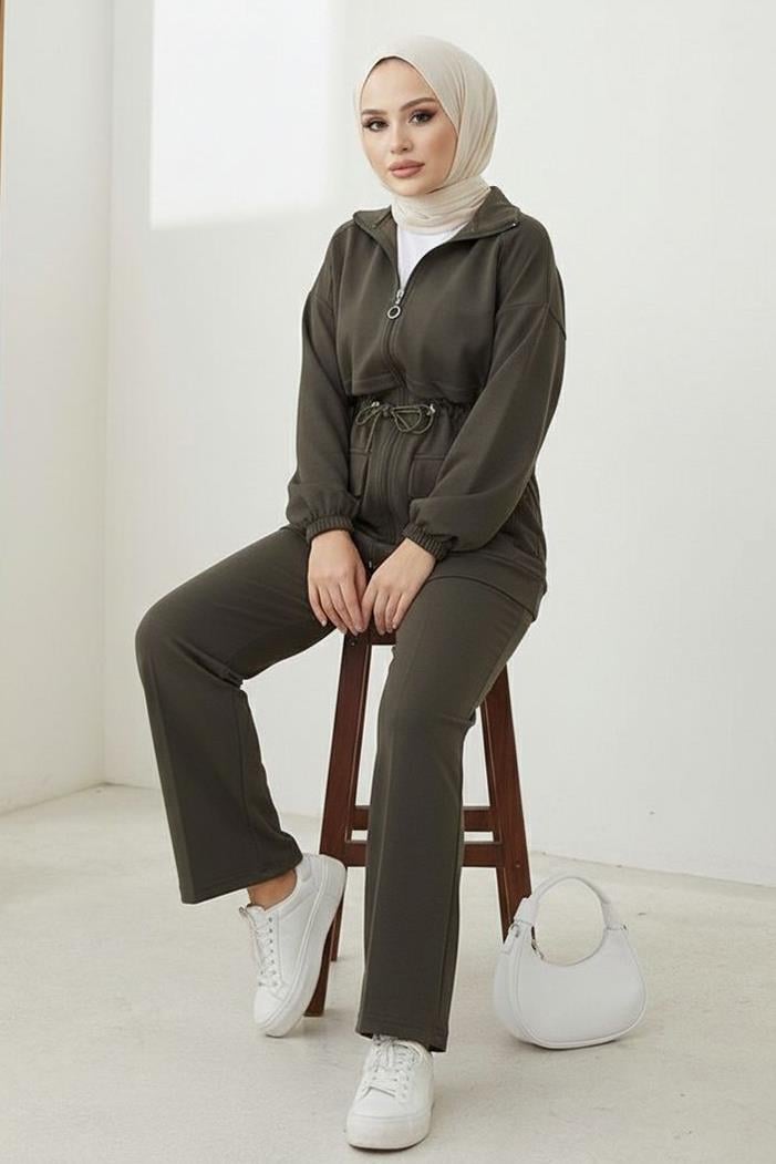 Kapak Cepli Oysho İkili Takım 1652 - Haki