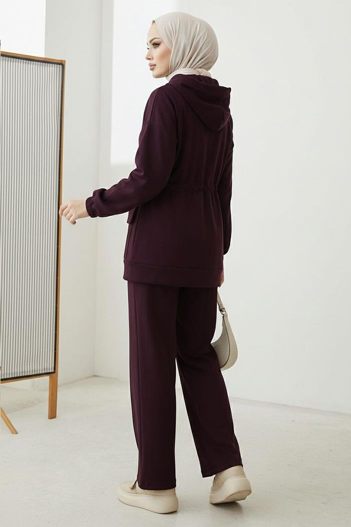 Kapak Cepli Oysho İkili Takım 1652 - Mürdüm