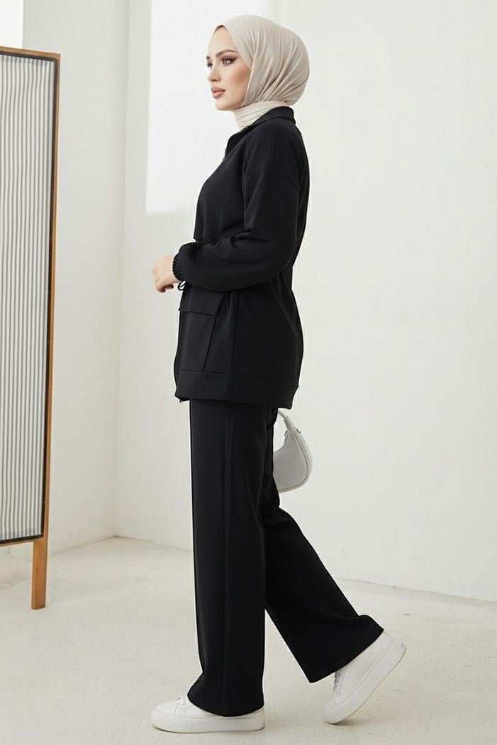 Kapak Cepli Oysho İkili Takım 1652 - Siyah