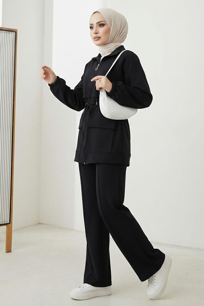 Kapak Cepli Oysho İkili Takım 1652 - Siyah