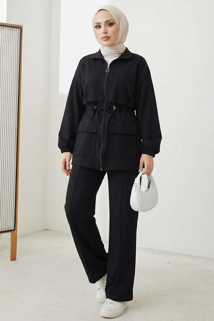 Kapak Cepli Oysho İkili Takım 1652 - Siyah