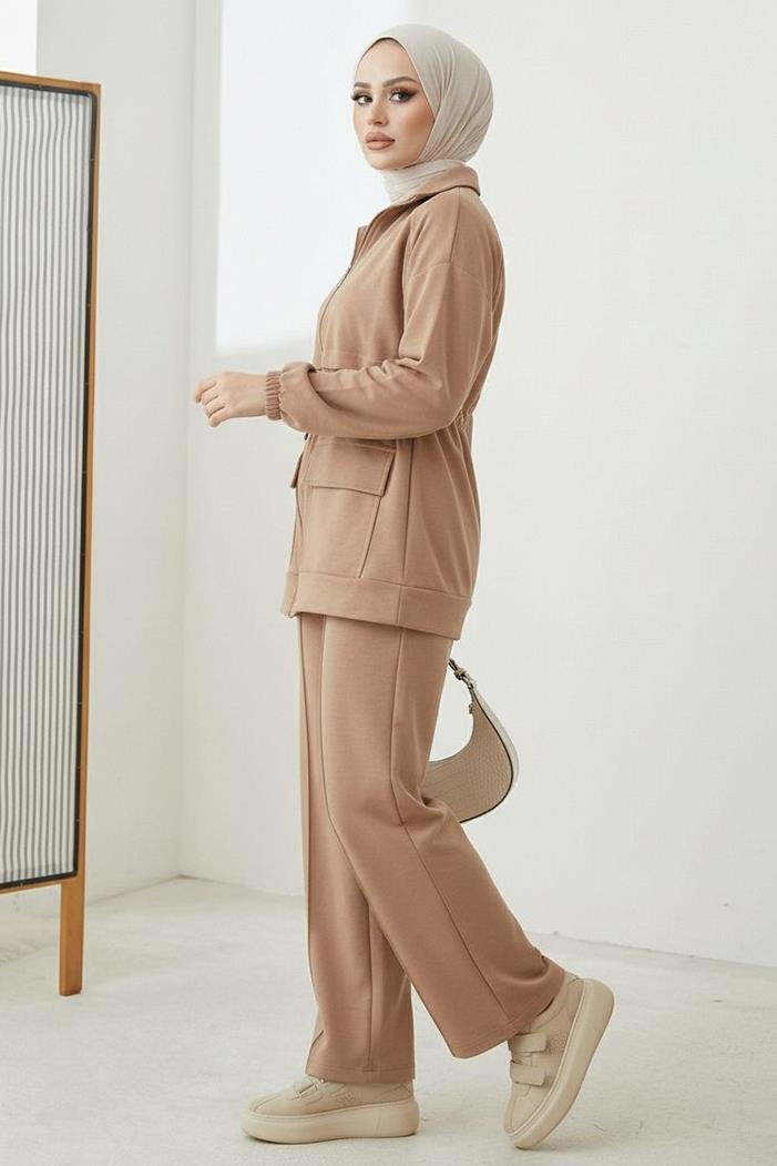 Kapak Cepli Oysho İkili Takım 1652 - Vizon