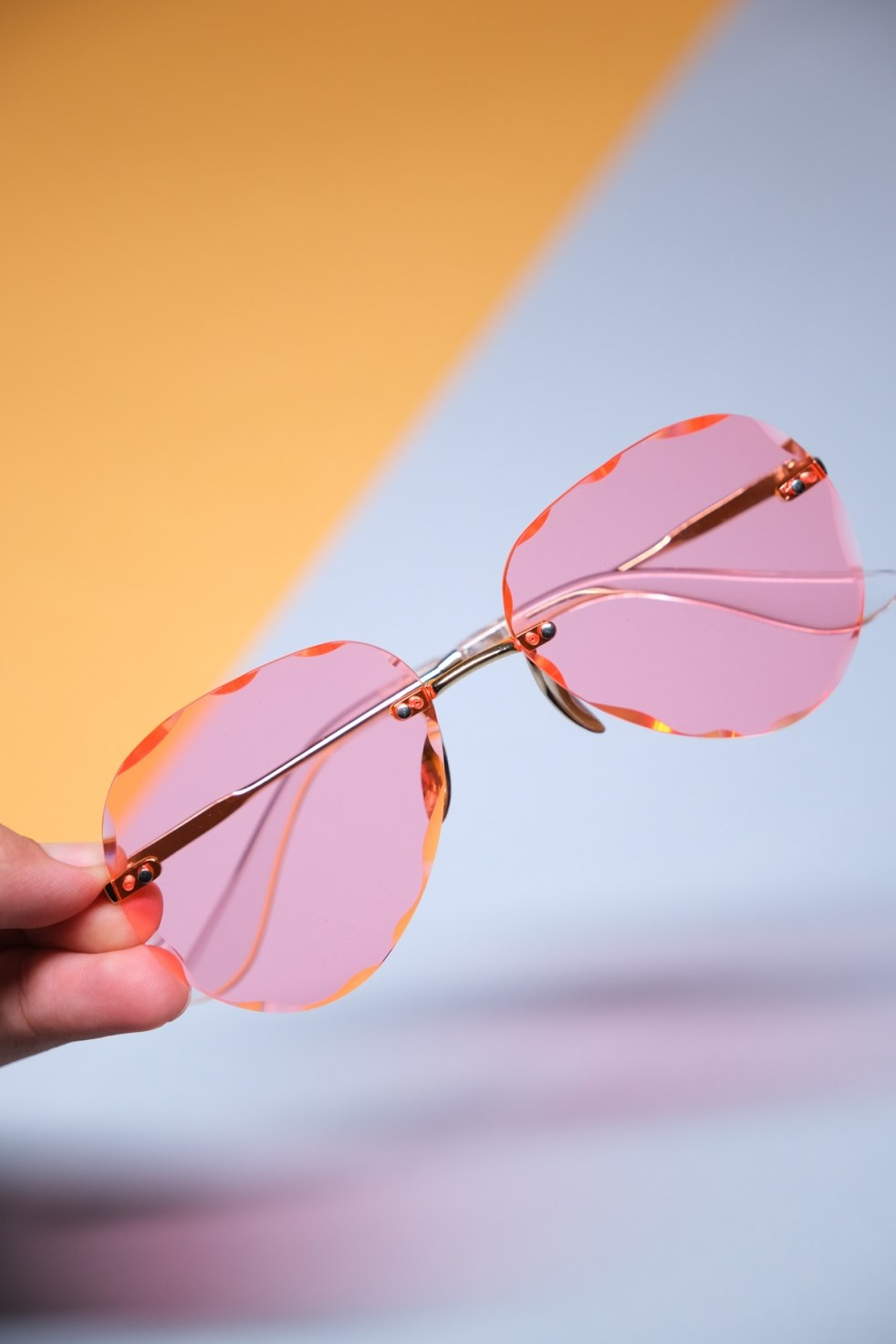 Köşeli Oval Kesim Gözlük - Pembe