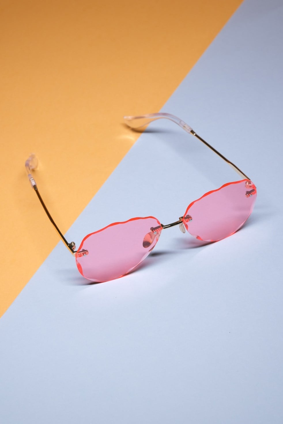 Köşeli Oval Kesim Gözlük - Pembe