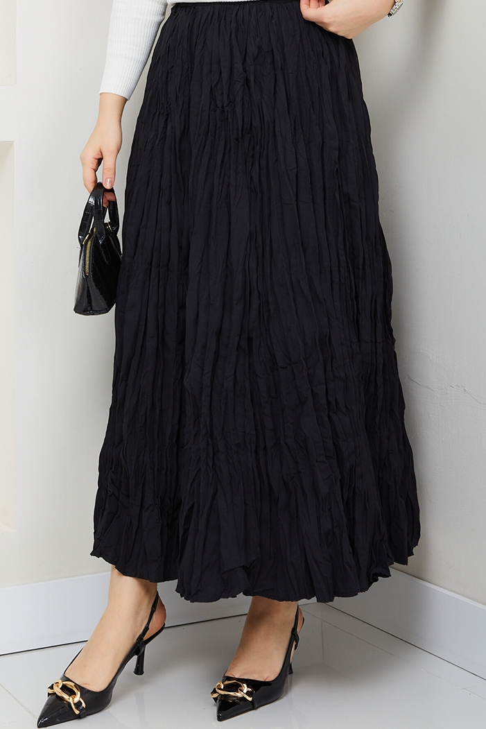 Kraşlı Bohem Etek 1398 - Siyah