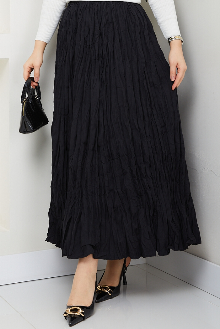 Kraşlı Bohem Etek 1398 - Siyah