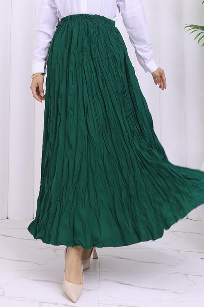 Kraşlı Bohem Etek 1398 - Zümrüt Yeşili