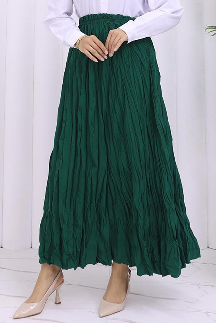 Kraşlı Bohem Etek 1398 - Zümrüt Yeşili