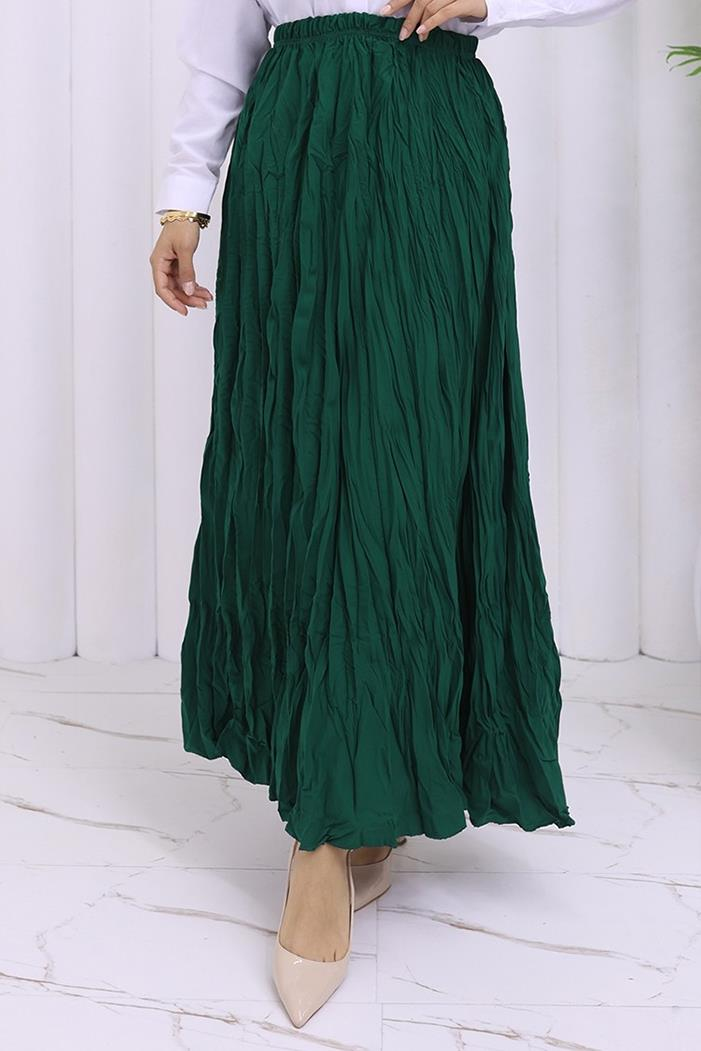 Kraşlı Bohem Etek 1398 - Zümrüt Yeşili