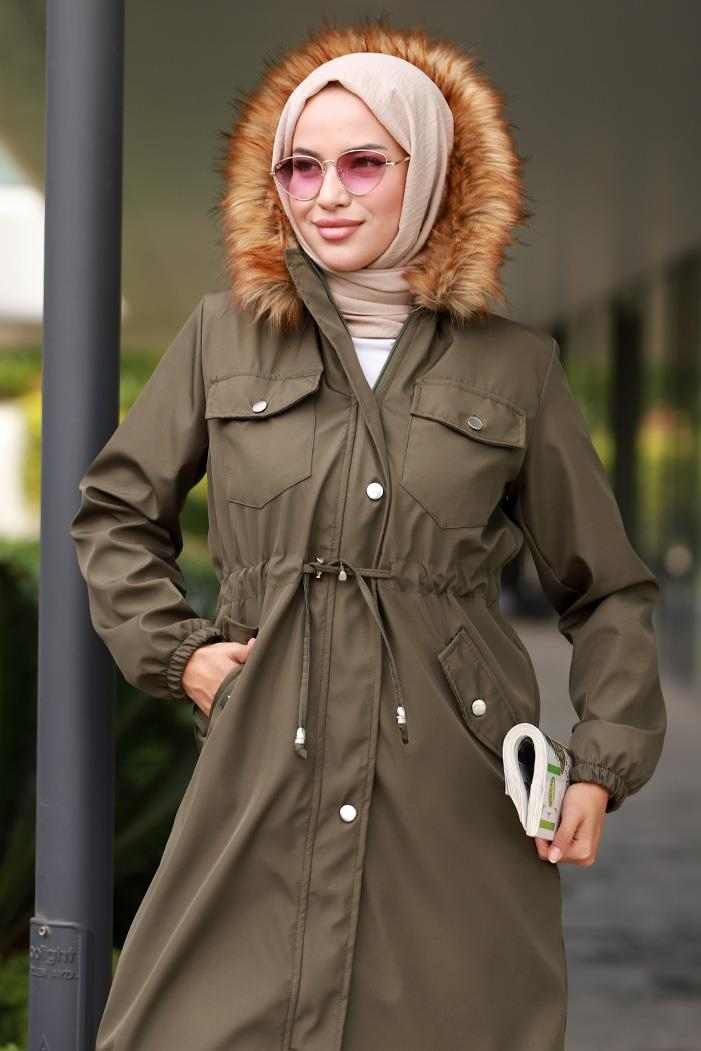 Leon Seyyar Kapüşonlu Mont 594 - Haki