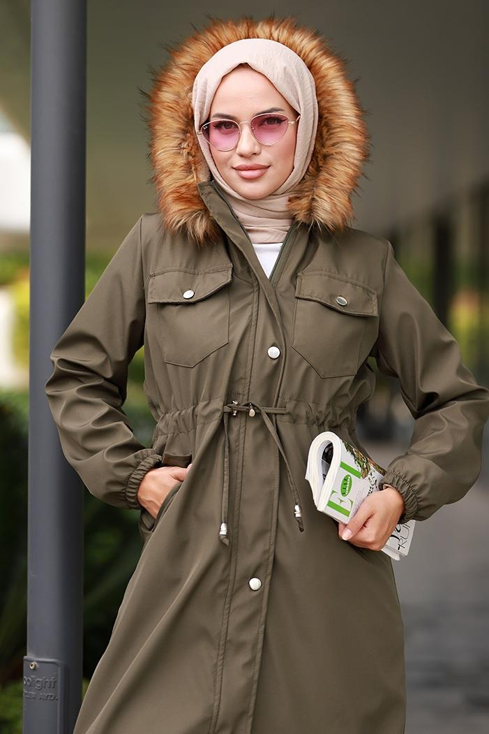 Leon Seyyar Kapüşonlu Mont 594 - Haki