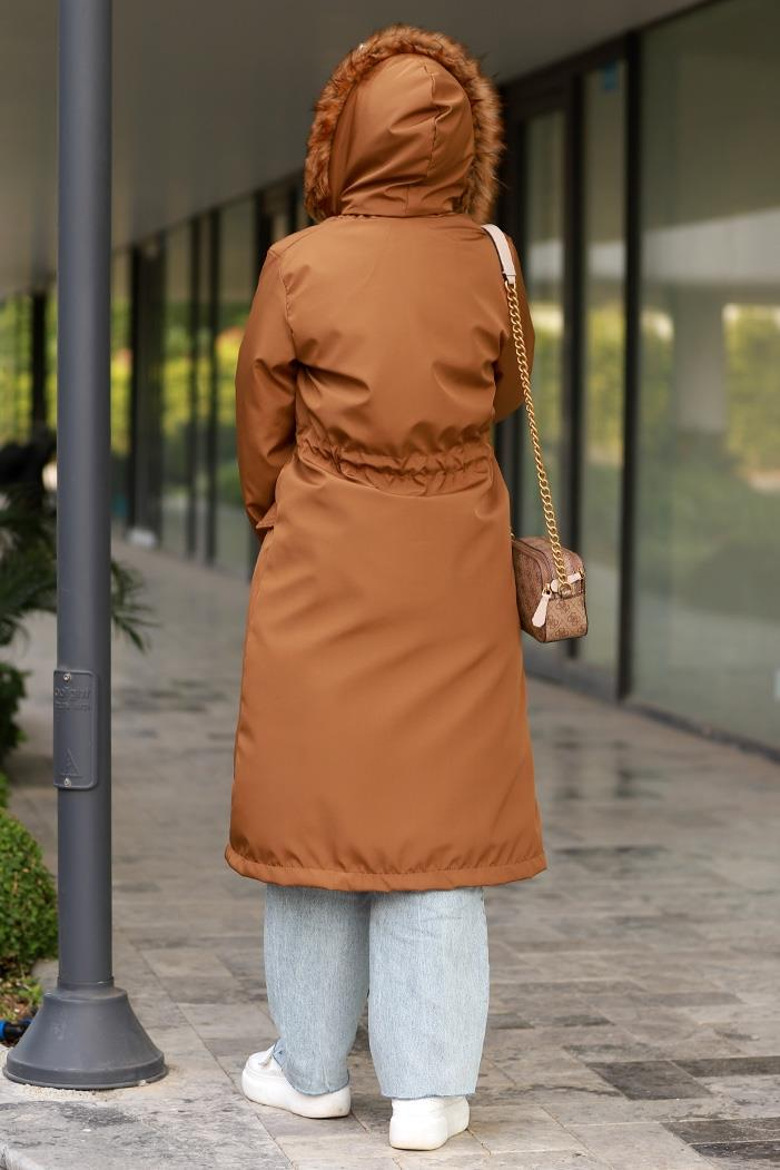 Leon Seyyar Kapüşonlu Mont 594 - Taba