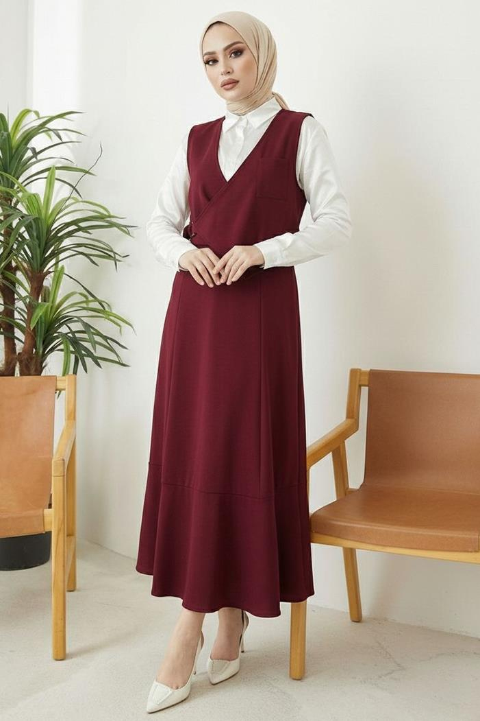 Leris Yelek Etek İkili Takım 1346 - Bordo