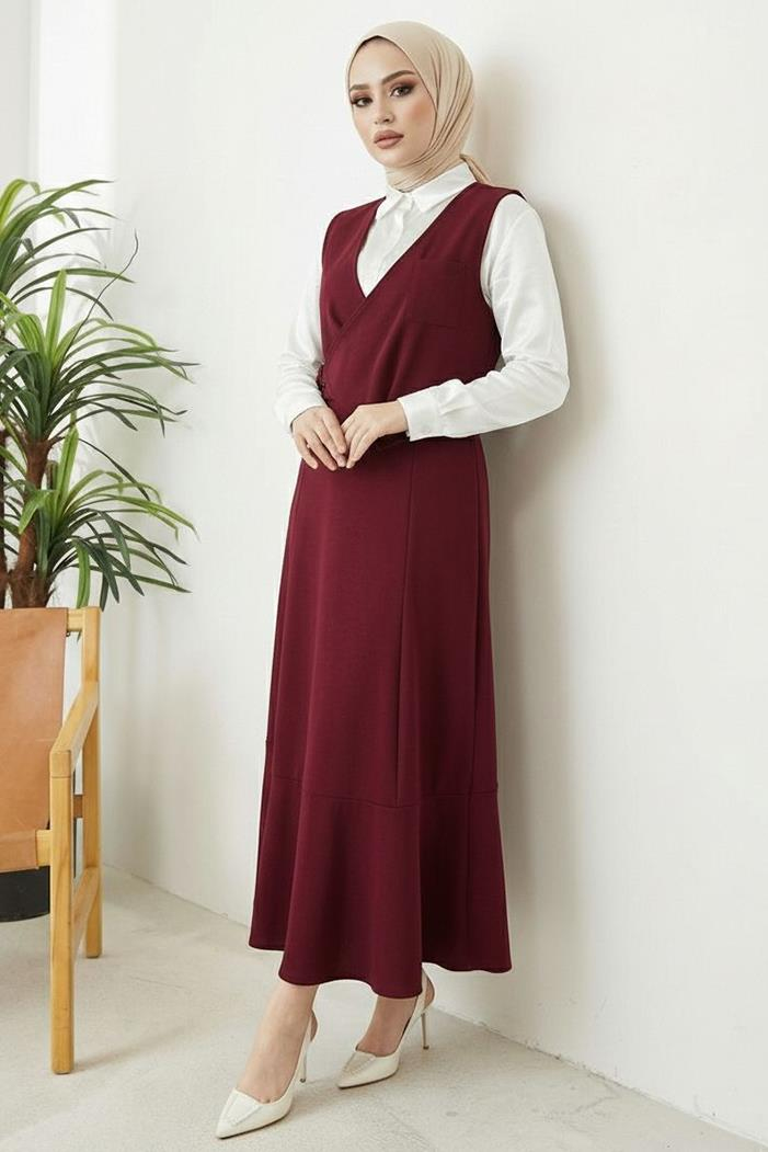 Leris Yelek Etek İkili Takım 1346 - Bordo