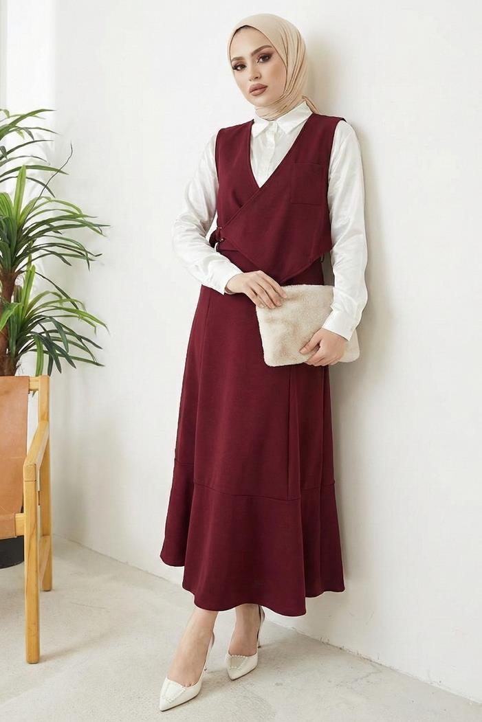 Leris Yelek Etek İkili Takım 1346 - Bordo
