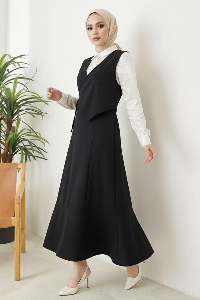 Leris Yelek Etek İkili Takım 1346 - Siyah