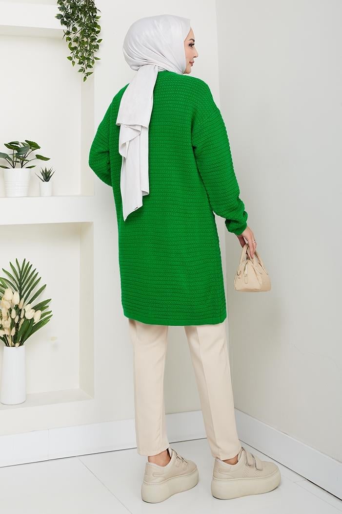 Lezgi Düğmeli Triko Hırka 1599 - Yeşil