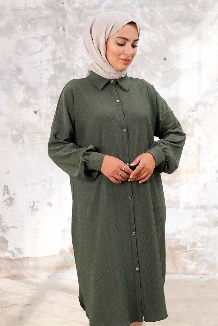 Lisa Boydan Düğmeli Tunik 1249 - Haki