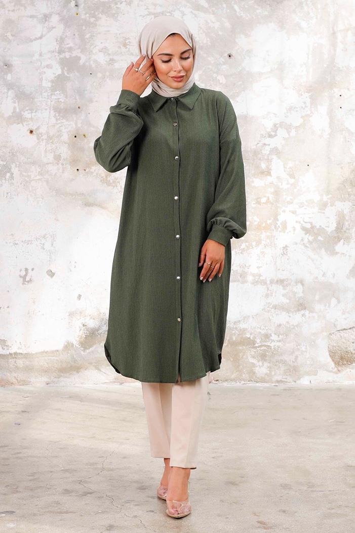 Lisa Boydan Düğmeli Tunik 1249 - Haki