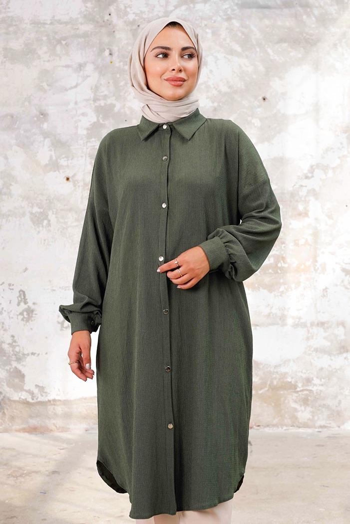 Lisa Boydan Düğmeli Tunik 1249 - Haki
