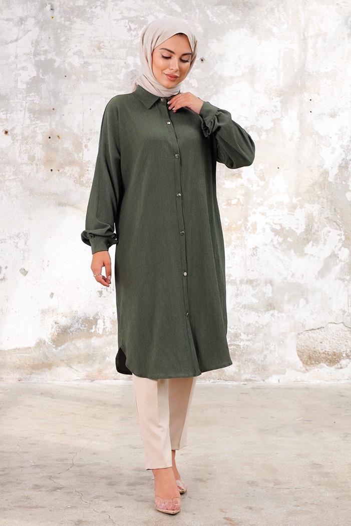 Lisa Boydan Düğmeli Tunik 1249 - Haki
