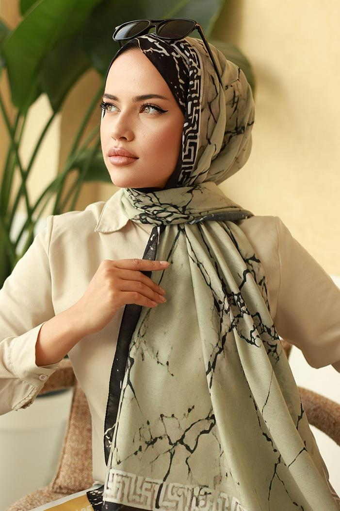 Mermer Desen Soft Şal 606 - Mint