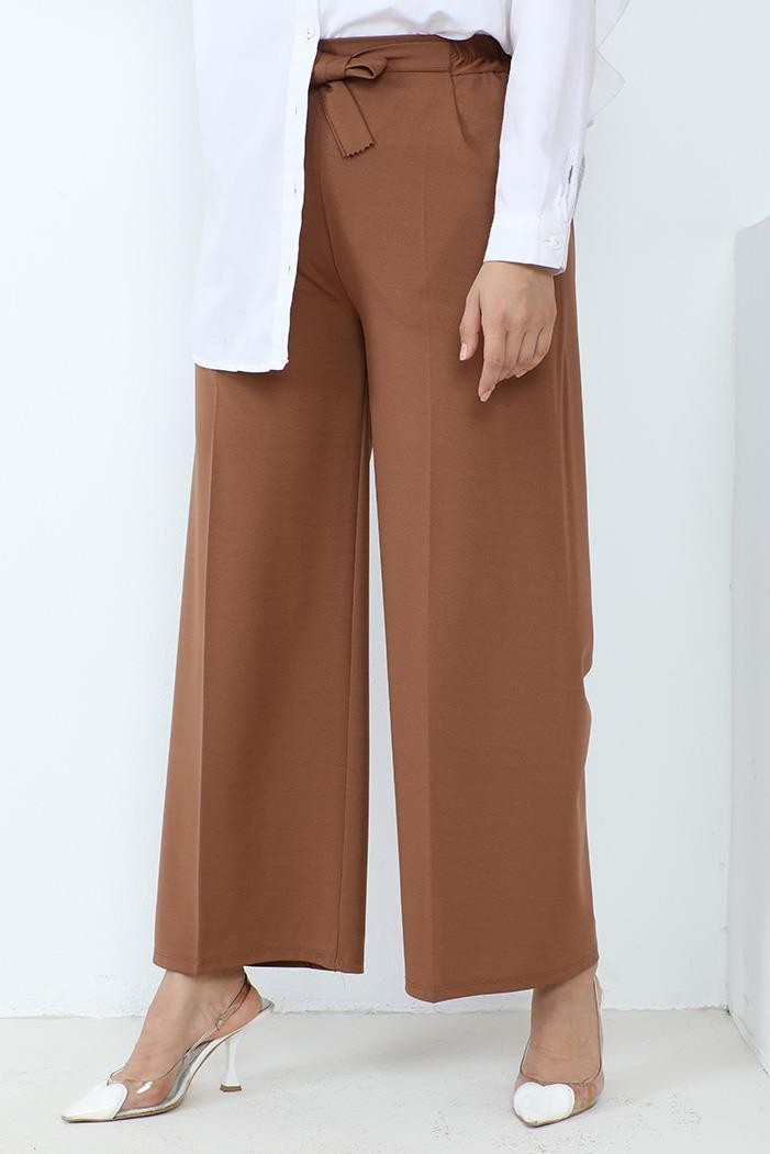 Meva Kemerli Bol Paça Pantolon 648 - Kahve