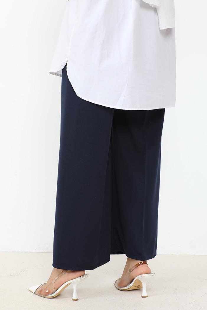 Meva Kemerli Bol Paça Pantolon 648 - Lacivert