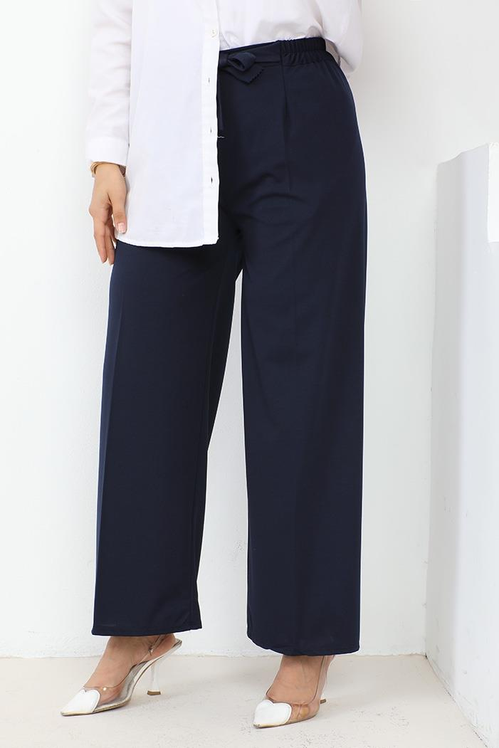 Meva Kemerli Bol Paça Pantolon 648 - Lacivert