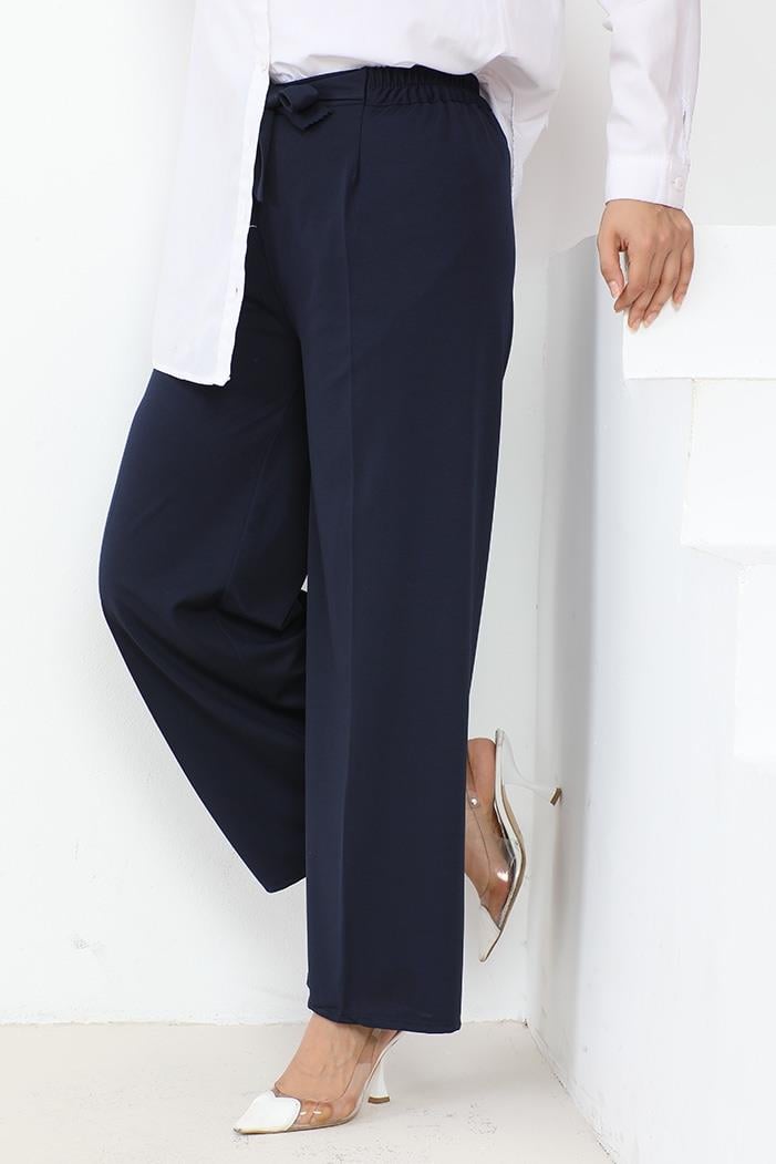 Meva Kemerli Bol Paça Pantolon 648 - Lacivert