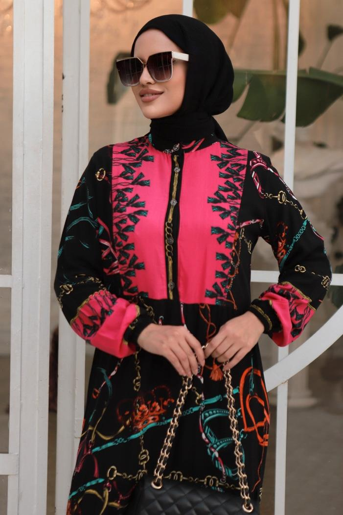 Meyra Yarım Düğmeli Elbise 667 - Siyah