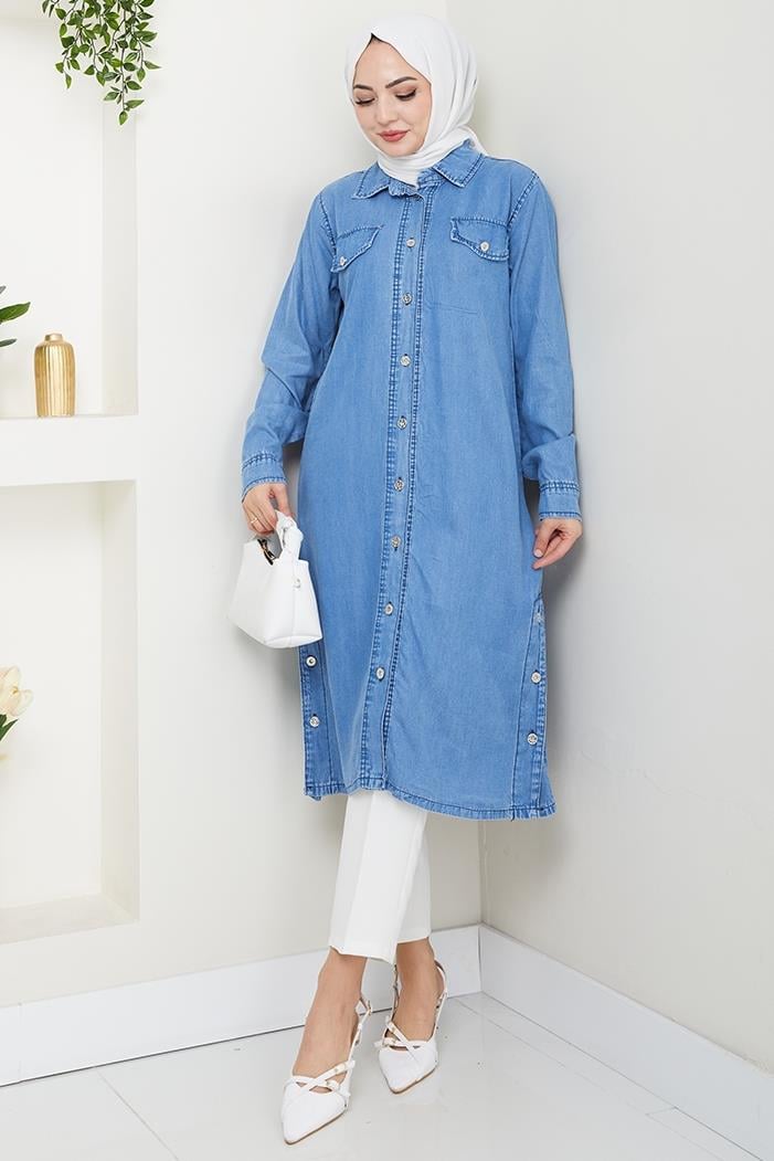 Nesir Çift Cepli Gömlek 1439 - Açık Mavi