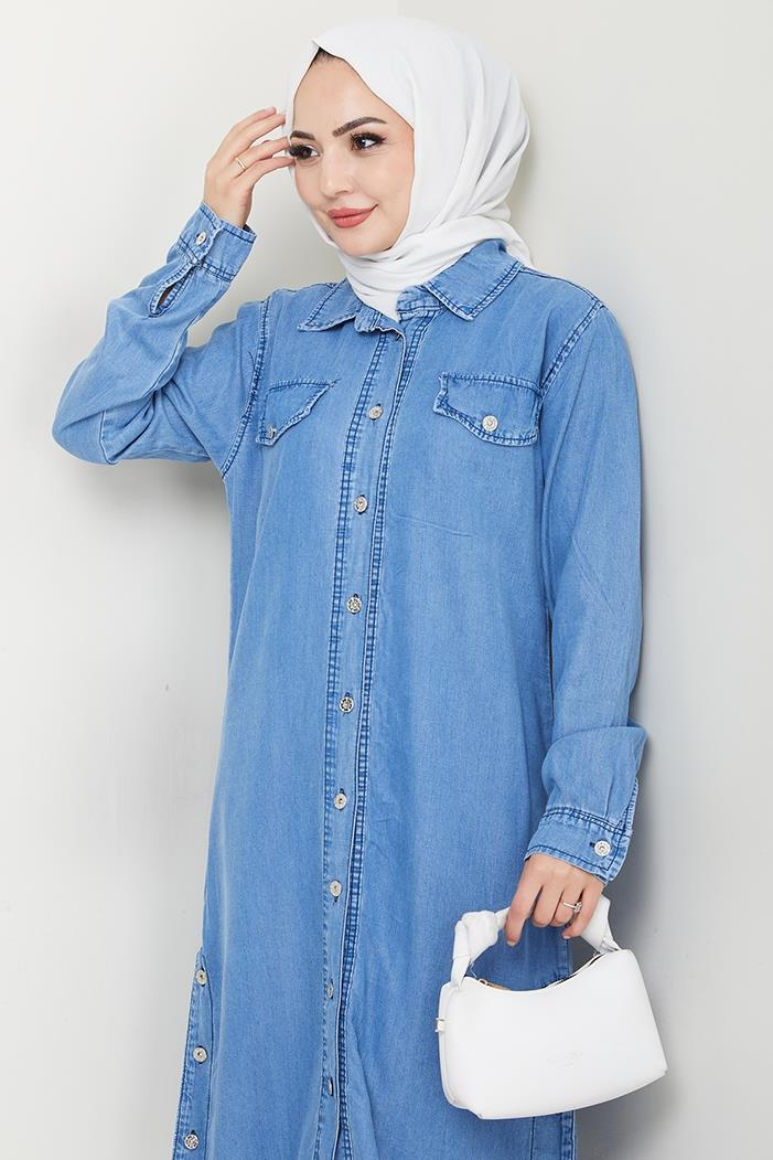 Nesir Çift Cepli Gömlek 1439 - Açık Mavi