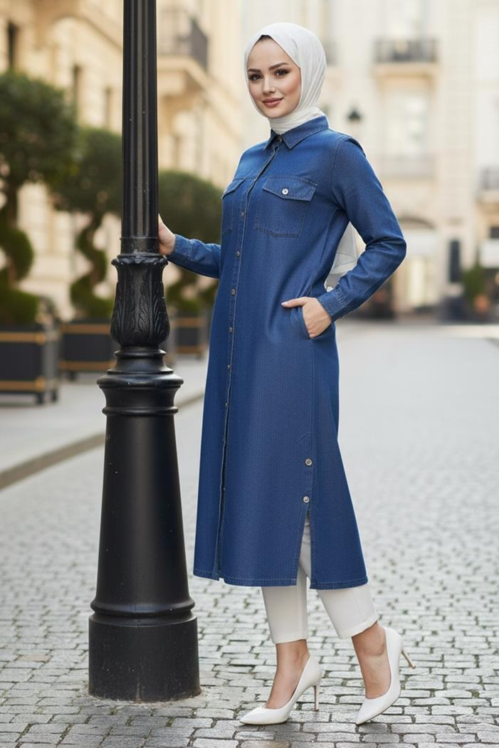 Nesir Çift Cepli Gömlek 1439 - Koyu Mavi