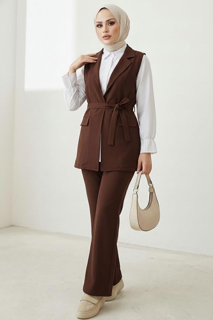Niyar Yelek Pantolon İkili Takım 1530 - Acı Kahve