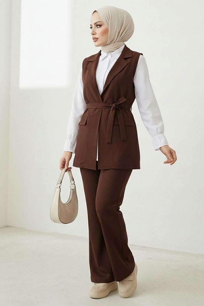 Niyar Yelek Pantolon İkili Takım 1530 - Acı Kahve