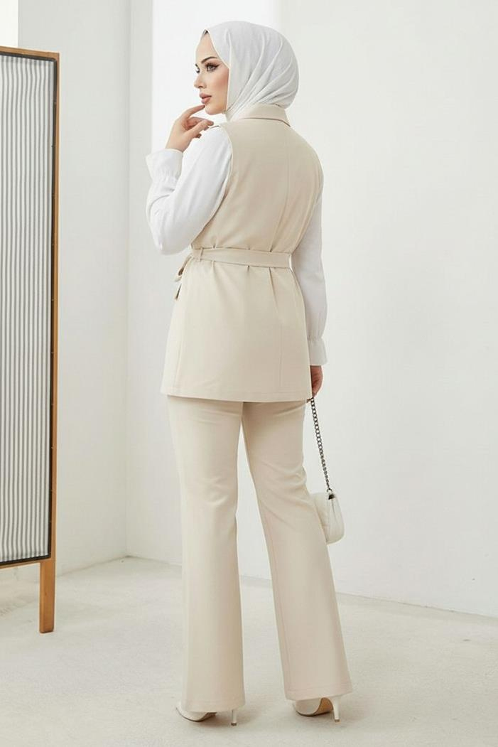 Niyar Yelek Pantolon İkili Takım 1530 - Bej