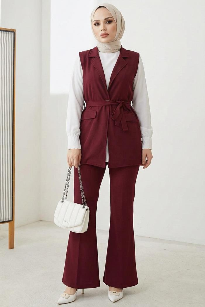 Niyar Yelek Pantolon İkili Takım 1530 - Bordo