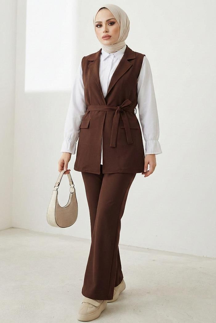 Niyar Yelek Pantolon İkili Takım 1530 - Acı Kahve