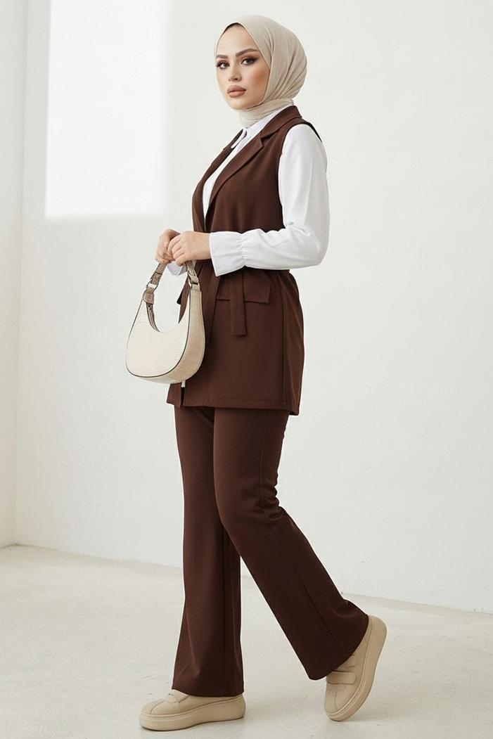 Niyar Yelek Pantolon İkili Takım 1530 - Acı Kahve