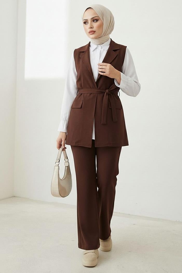Niyar Yelek Pantolon İkili Takım 1530 - Acı Kahve