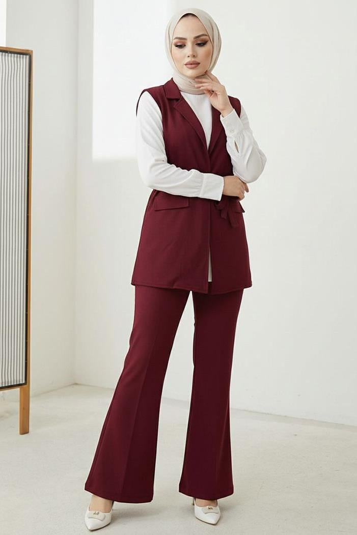 Niyar Yelek Pantolon İkili Takım 1530 - Bordo