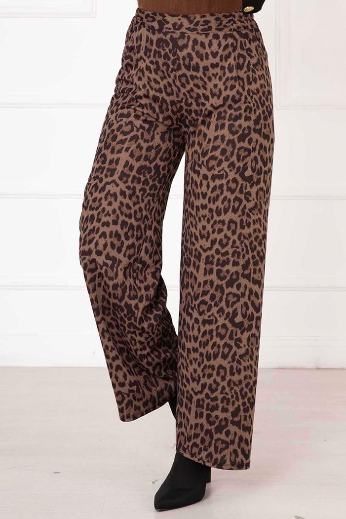 Novel Leopar Desen Pantolon 1324 - Siyah