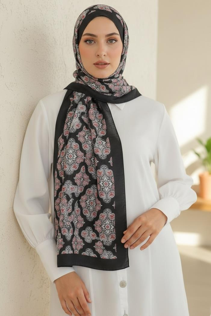 Peril Desenli Soft Şal 1153 - Siyah