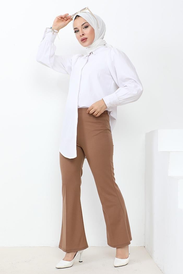 Piyale İspanyol Paça Pantolon 653 - Kahve