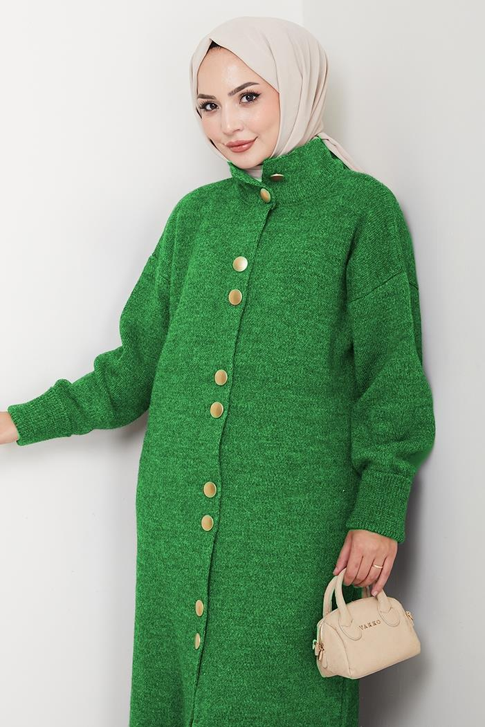 Reha Düğmeli Triko Hırka 1603 - Yeşil