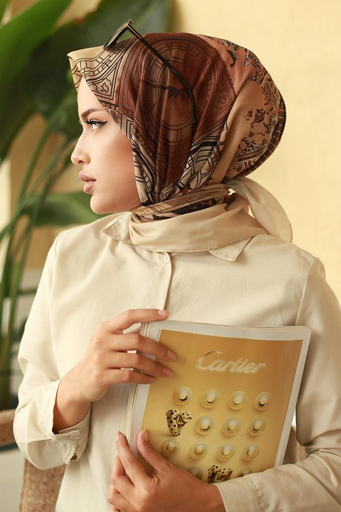 Saat Desen Soft Eşarp 627 - Vizon