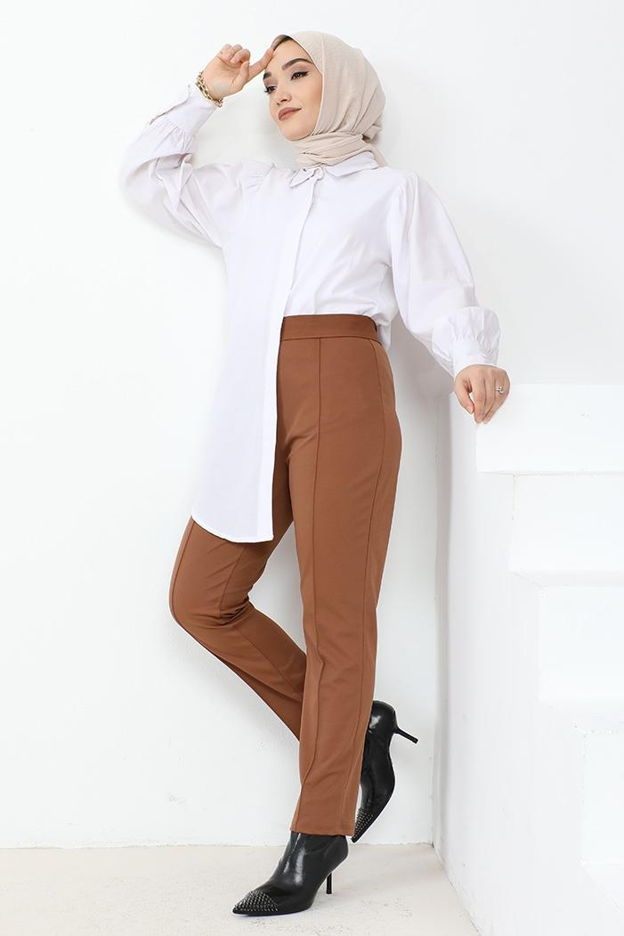 Sahre Dar Paça Pantolon 650 - Kahve