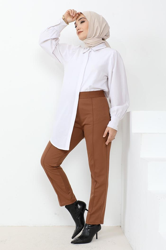 Sahre Dar Paça Pantolon 650 - Kahve