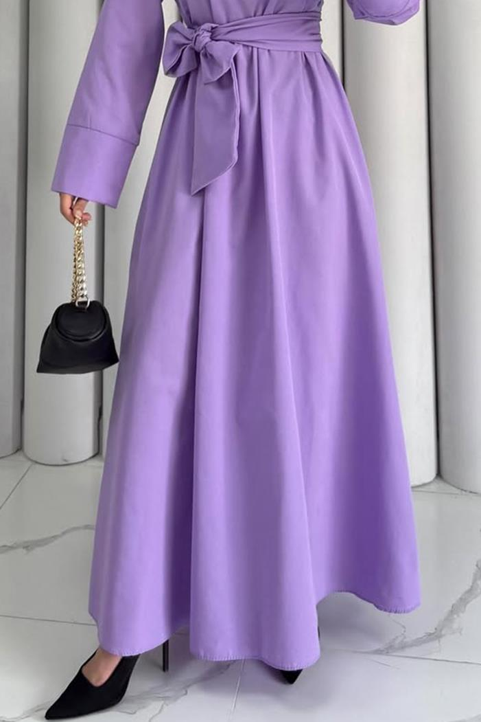 Seliz Yandan Düğmeli Elbise 1528 - Lila